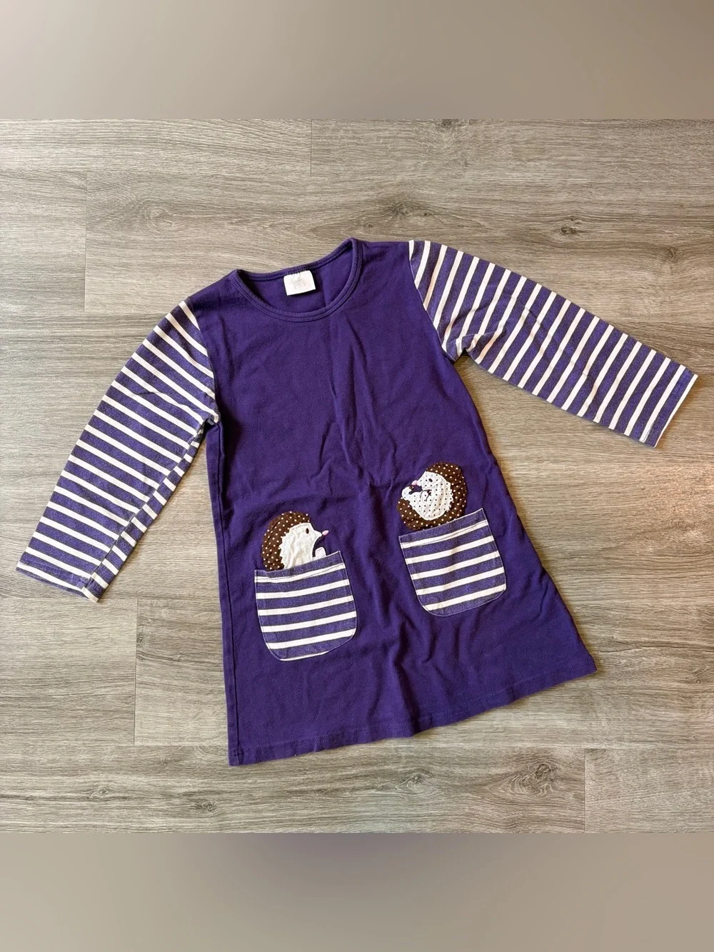 Little girls purple hedgehog dress